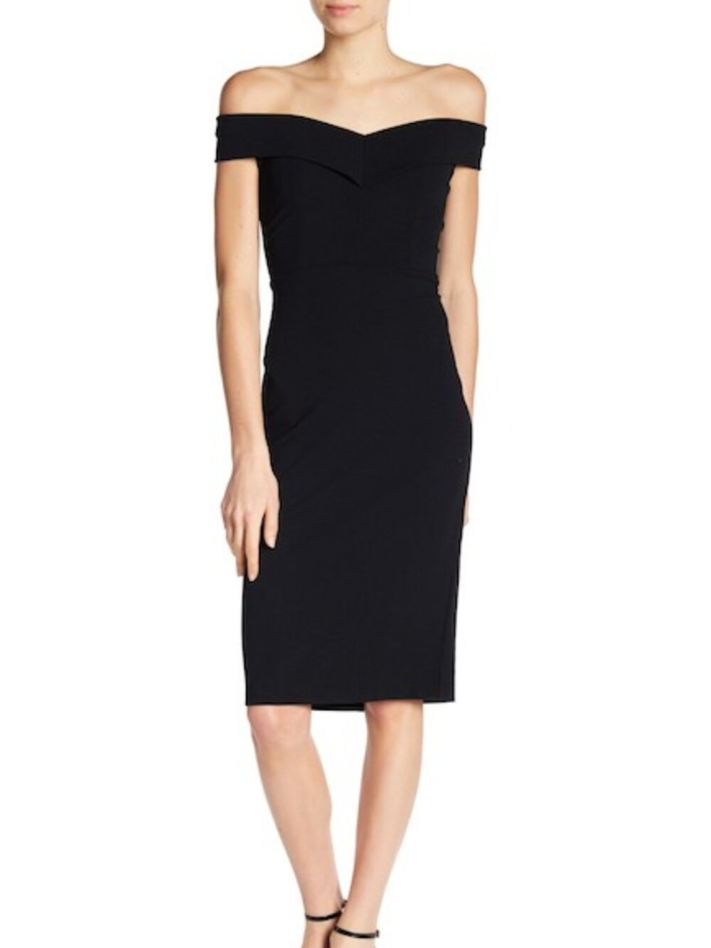 ECI Off-the-Shoulder Solid Sweetheart Dress, 4